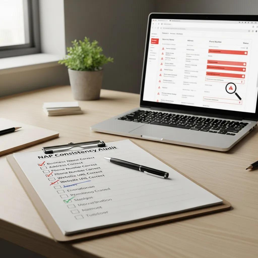 Checklist for conducting a NAP consistency audit on a desk