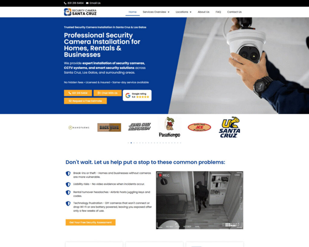 Security camera installation professional adjusting a CCTV camera in a modern indoor setting, emphasizing expert security solutions for homes and businesses.