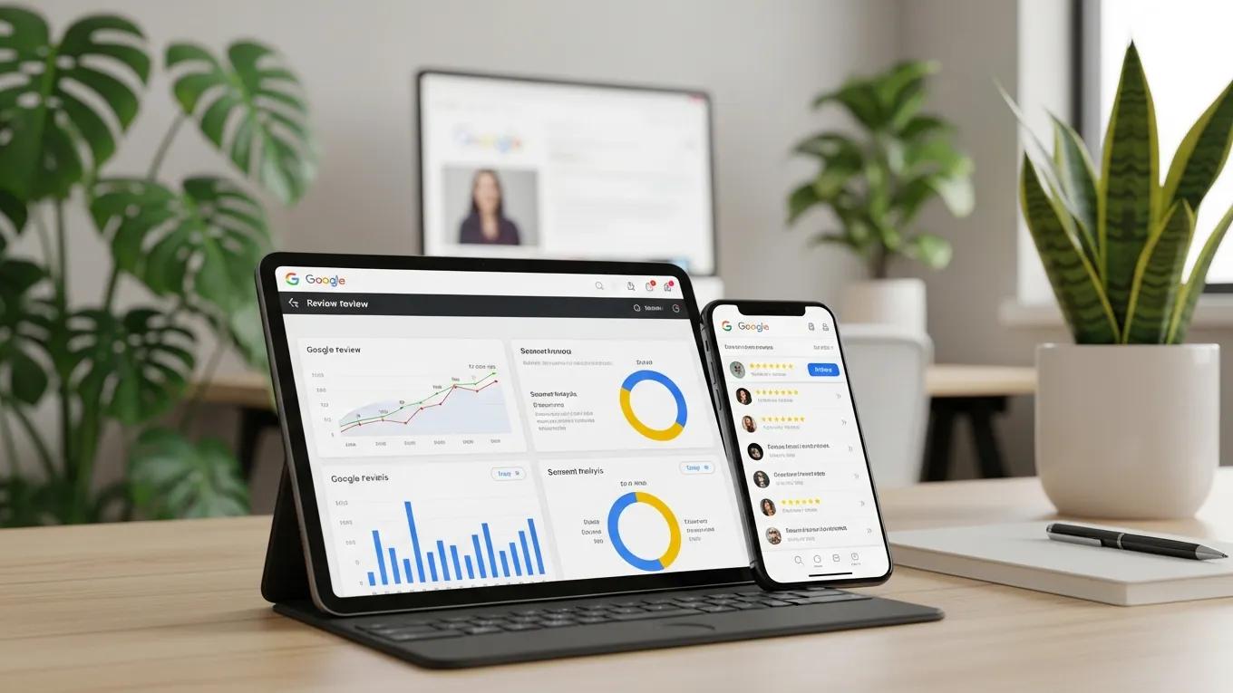 Tablet and smartphone showcasing review management tools, highlighting the importance of technology in monitoring Google reviews